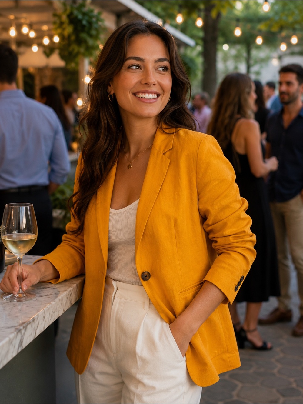 POPSUGAR Women’s Mustard Blazer with Single Button -NEW-w/ tags- summer- beach